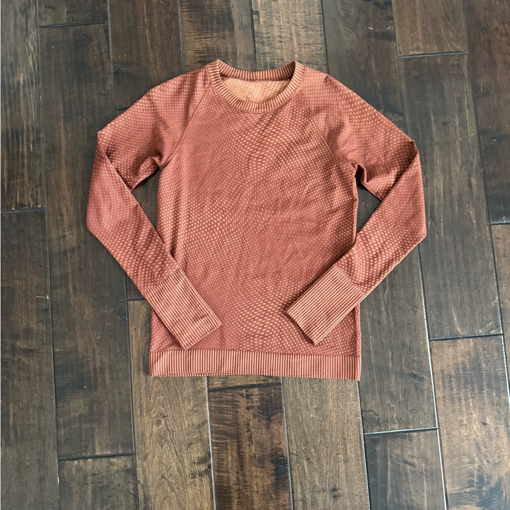 Lululemon Rest Less Pullover Grid Warp Date Brown / Desert Sun 6